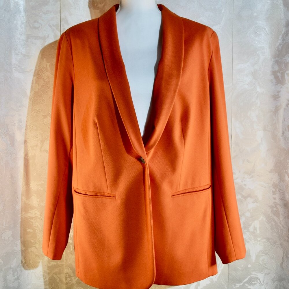 Coldwater Creek Size 16 Orange Shawl Collar Single Button Blazer